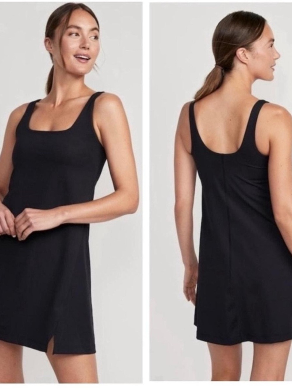 Old Navy Active Black Scoop Neck Tank Dress Built-In Shorts Tennis Exercise